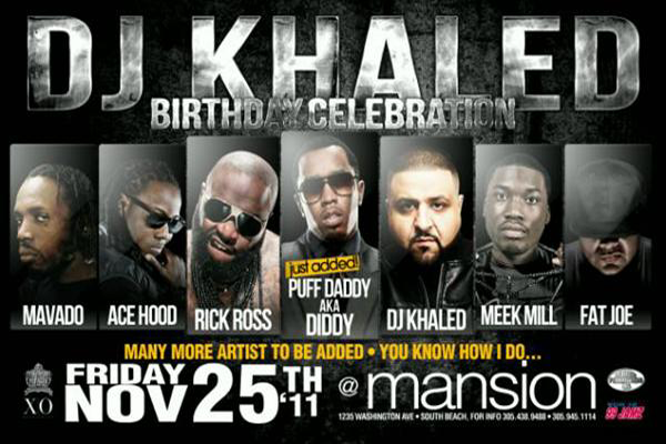 DJ KHALED BDAY BASH MIAMI NOV 25 CLUB MANSION