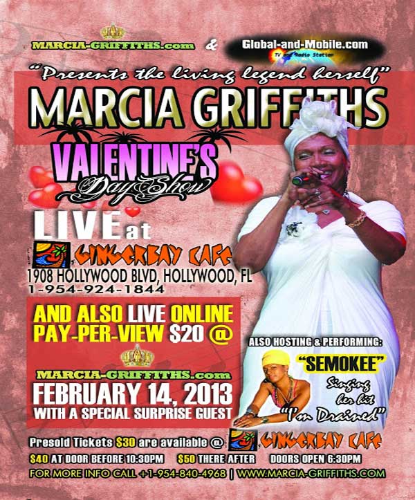 Live reggae South Florida Marcia Griffiths Feb 14 2013