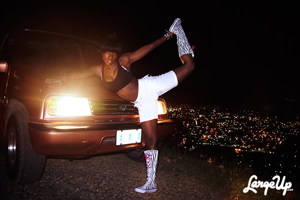 Miss Likkle bit in Kingston choreography for Busy Signal Bounce