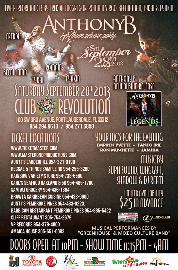 “Reggae By The Sea” Feat Anthony B, Freddie Mc Gregor, Beenie Man, Romain Virgo